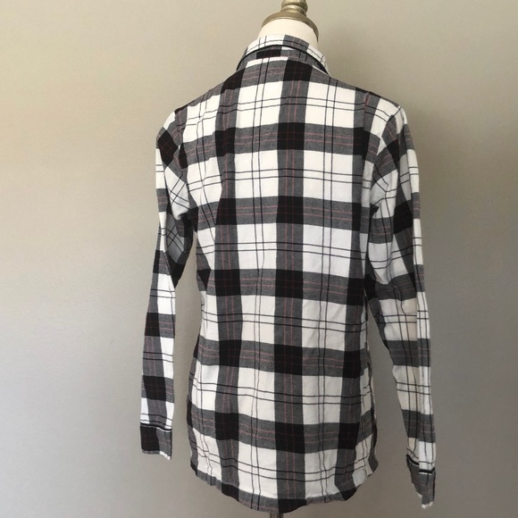 Extra Small Women's Sleep Shirt White Black Red Plaid Wondershop Long Sleeve - Picture 6 of 8